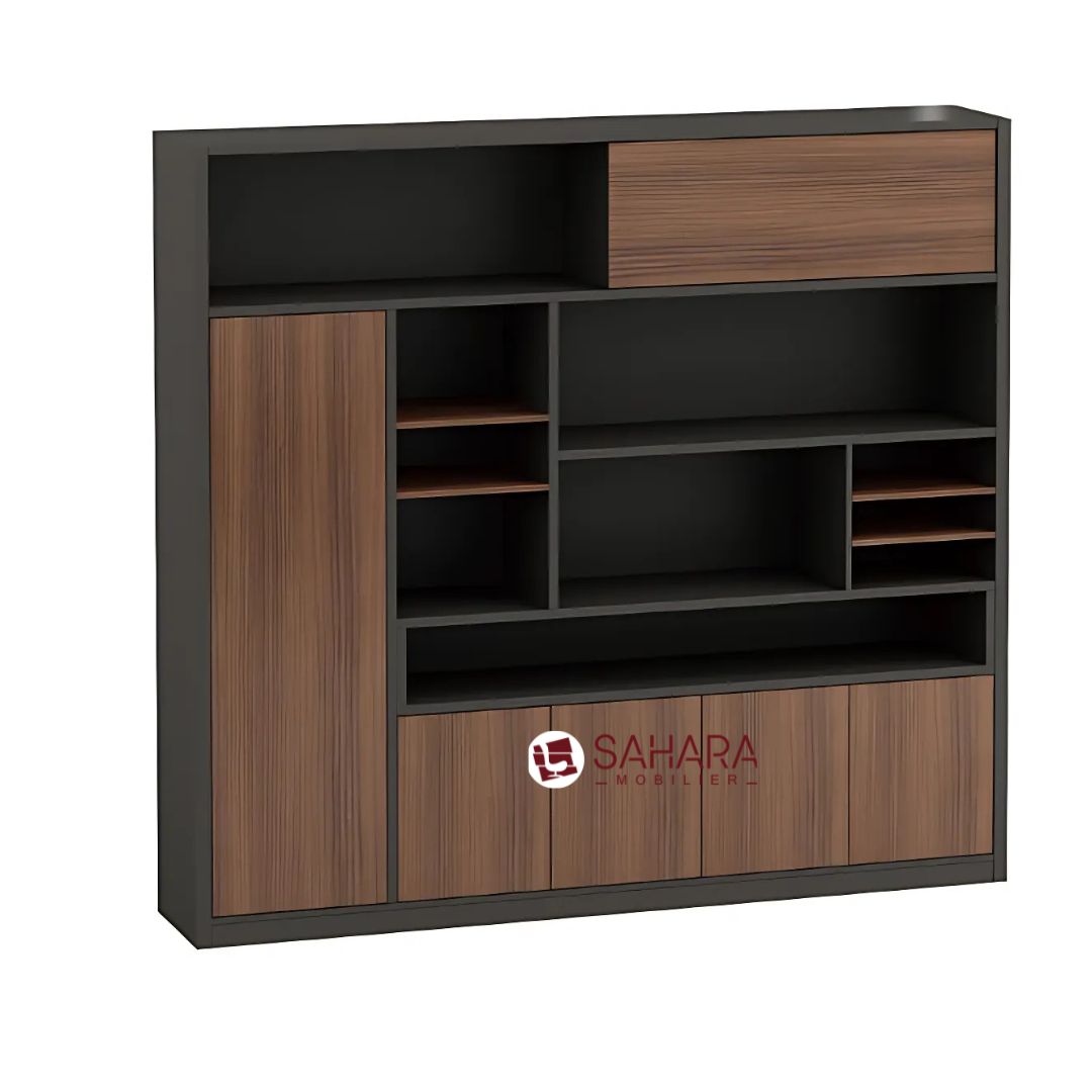 Meuble de rangement pour bureau en bois , avec 6 portes et des rayonnages